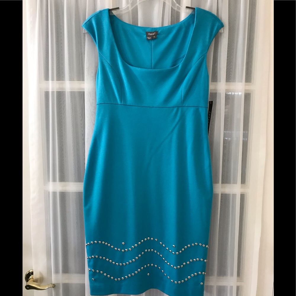 NWT MUSE TURQUOISE AND STUD DRESS